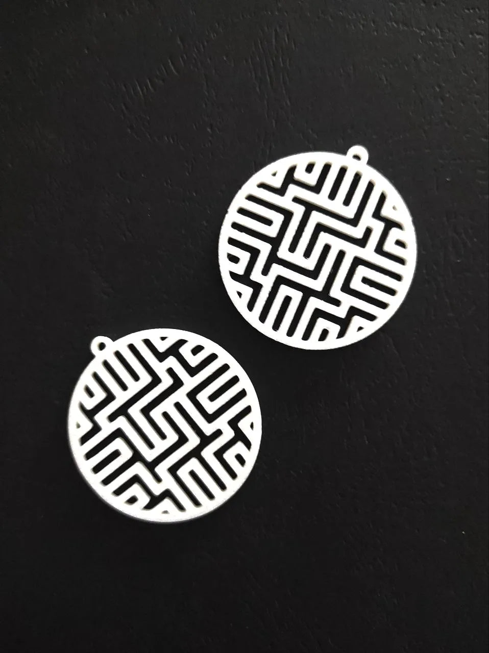 Maze Signal Earrings angle – 3D Printed Architectural Jewellery by FOFUS Kerala