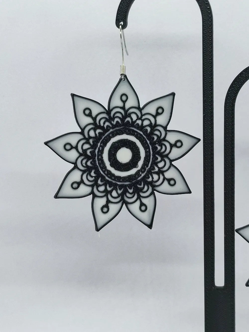 Hindu Night Celestial Earrings angle – 3D Printed Sacred Geometry Jewellery by FOFUS Kerala