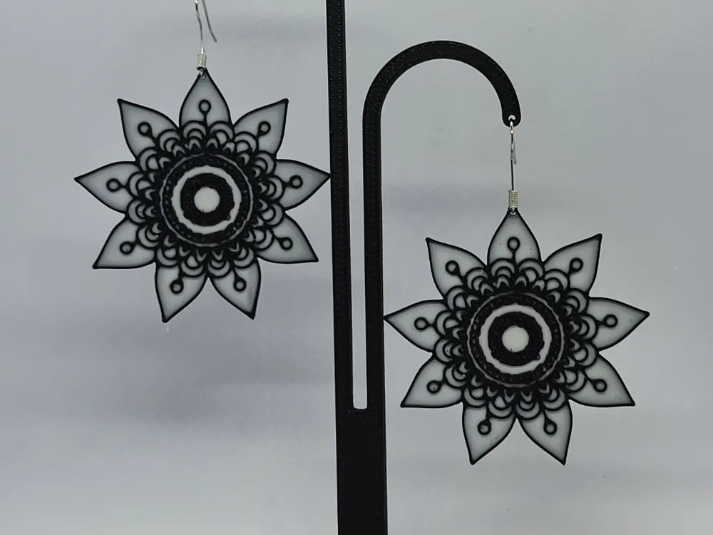 Hindu Night Celestial Earrings – 3D Printed Sacred Geometry Jewellery by FOFUS, Thrissur Kerala
