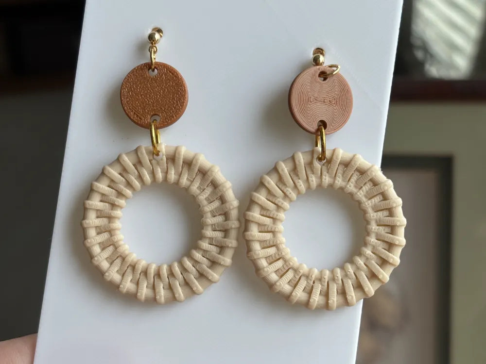 Woven Artisan Earrings – 3D Printed Textured Handcraft Jewellery by FOFUS, Thrissur Kerala