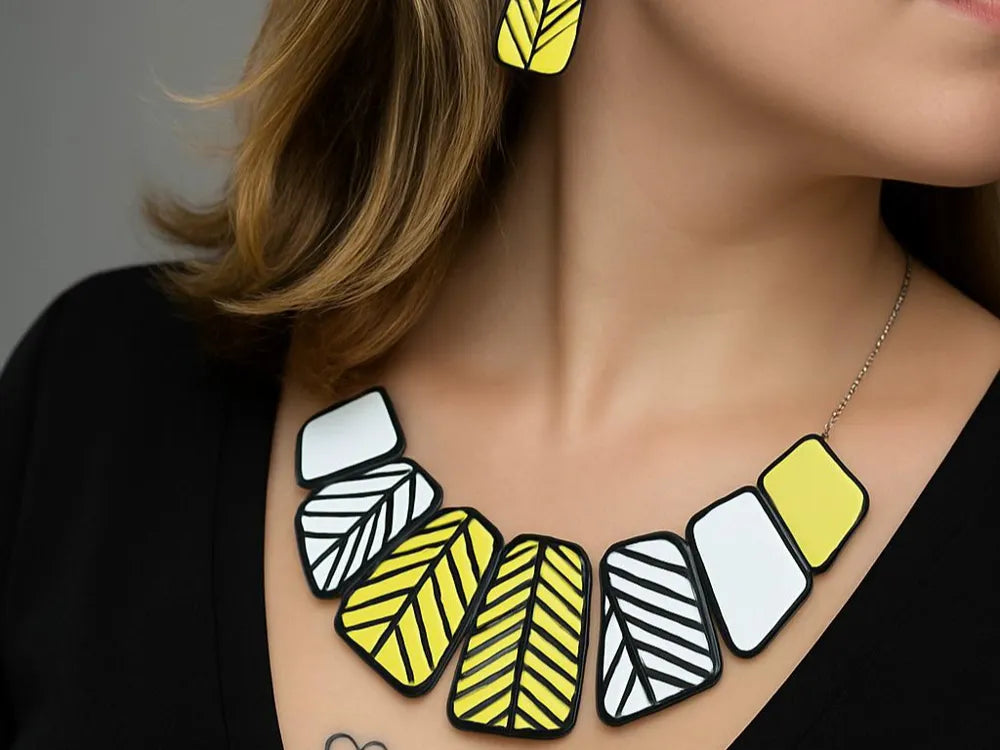 Geometric Pendant and Earring Set – 3D Printed Matching Jewellery Set by FOFUS, Thrissur Kerala