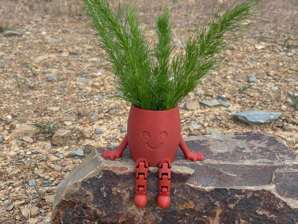 Happy Planter angle – 3D Printed Smiley Face Plant Pot by FOFUS Kerala