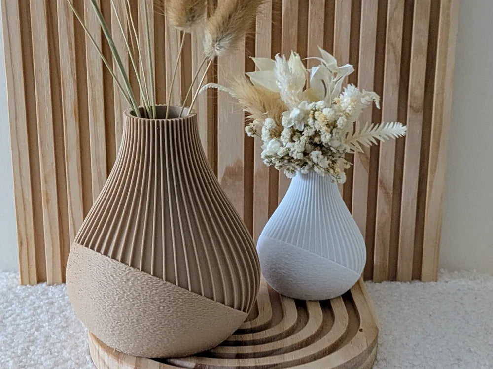 Dual-Texture Modern Vase – 3D Printed Contrasting Surface Decorative Vase by FOFUS, Thrissur Kerala