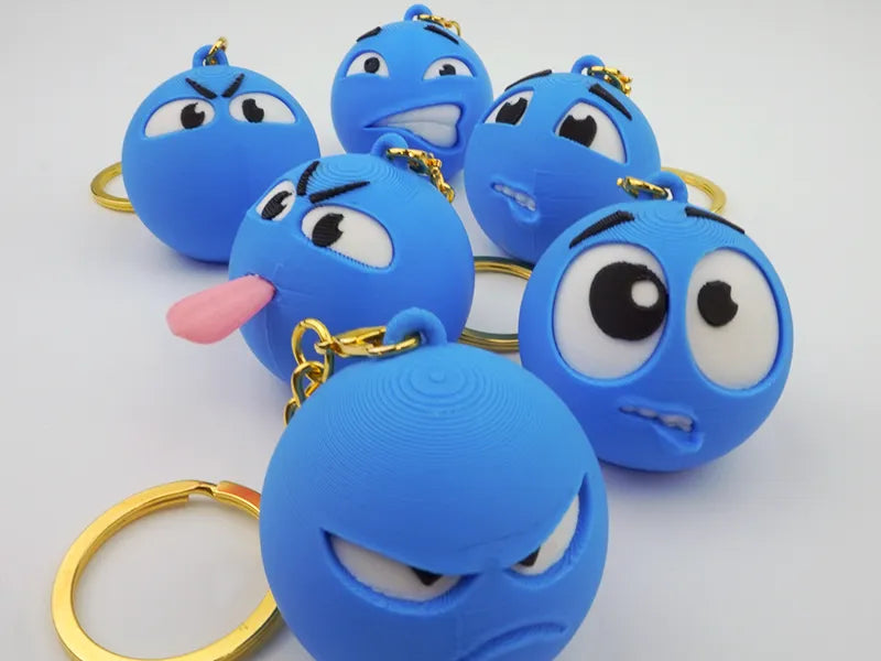 Small Blue Face Emoji Keychain
