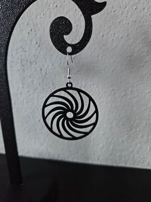 Circle Spiral Earrings angle – 3D Printed Geometric Jewellery by FOFUS Kerala