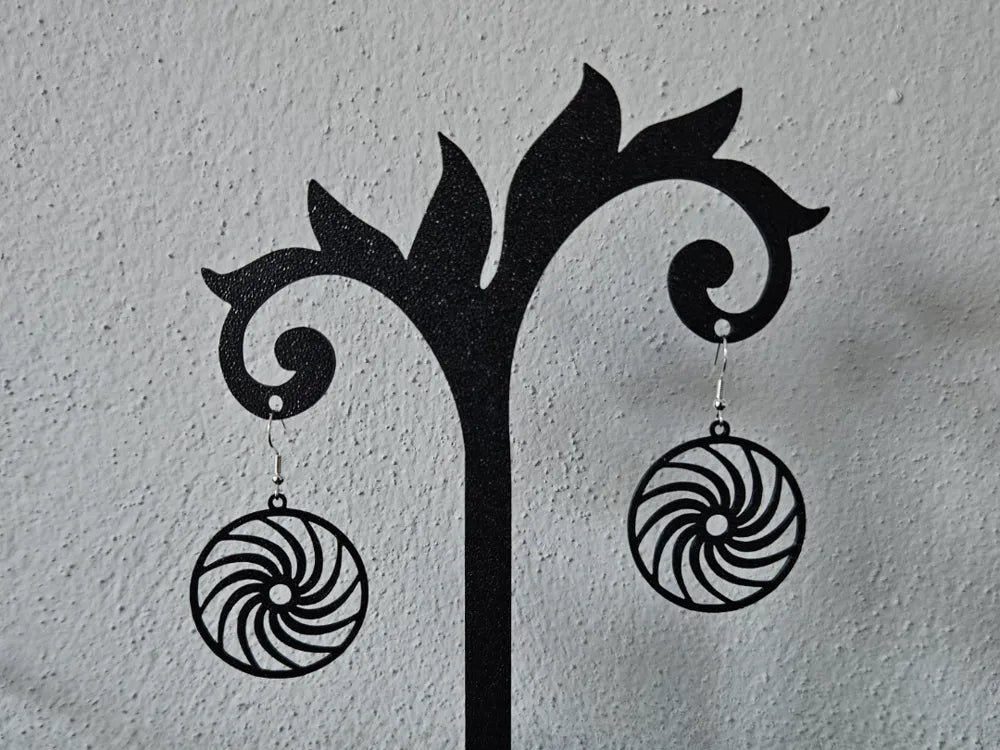 Circle Spiral Earrings – 3D Printed Geometric Jewellery by FOFUS, Thrissur Kerala