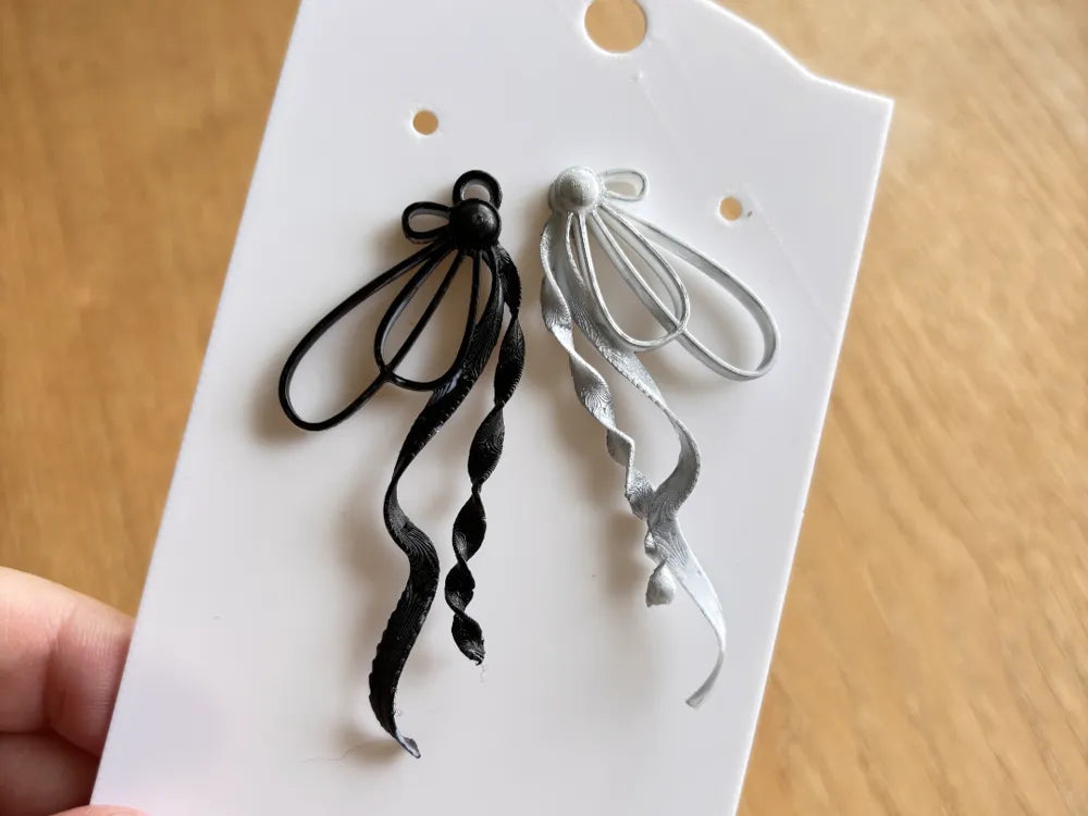 Long Ribbon Drop Earrings – 3D Printed Graceful Feminine Jewellery by FOFUS, Thrissur Kerala