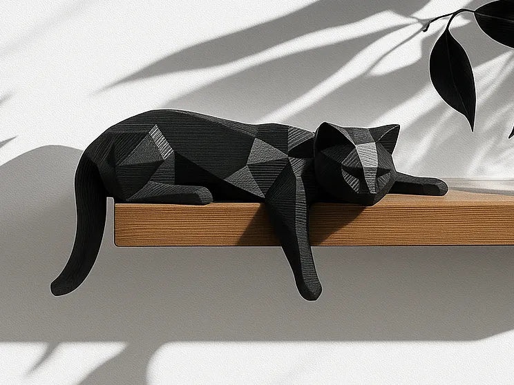 Cat on a Shelf Sculpture – 3D Printed Feline Home Decor Figurine by FOFUS, Thrissur Kerala