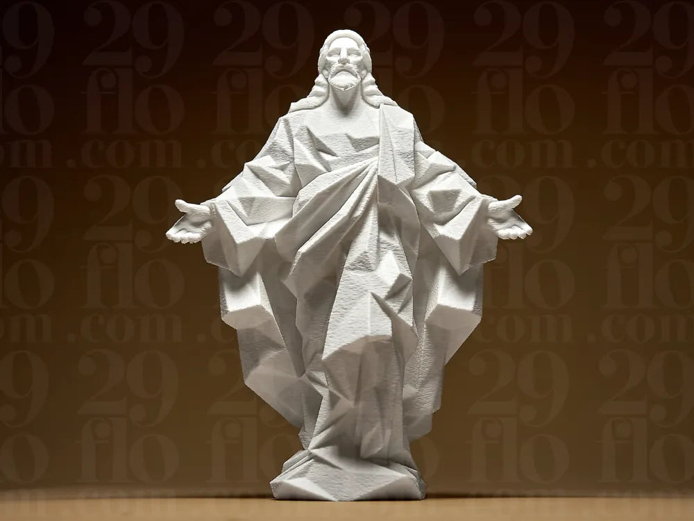Geometric Low Poly Jesus Statue – 3D Printed Contemporary Christ Sculpture | FOFUS, Thrissur Kerala