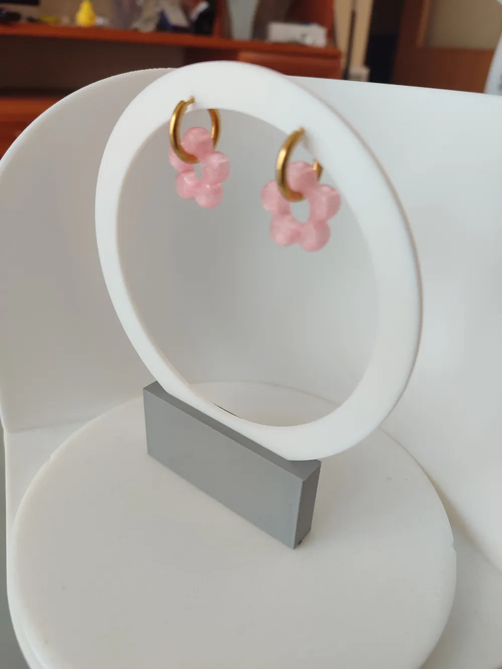 Floral Hoop Earrings detail – 3D Printed Nature-Inspired Jewellery by FOFUS Kerala