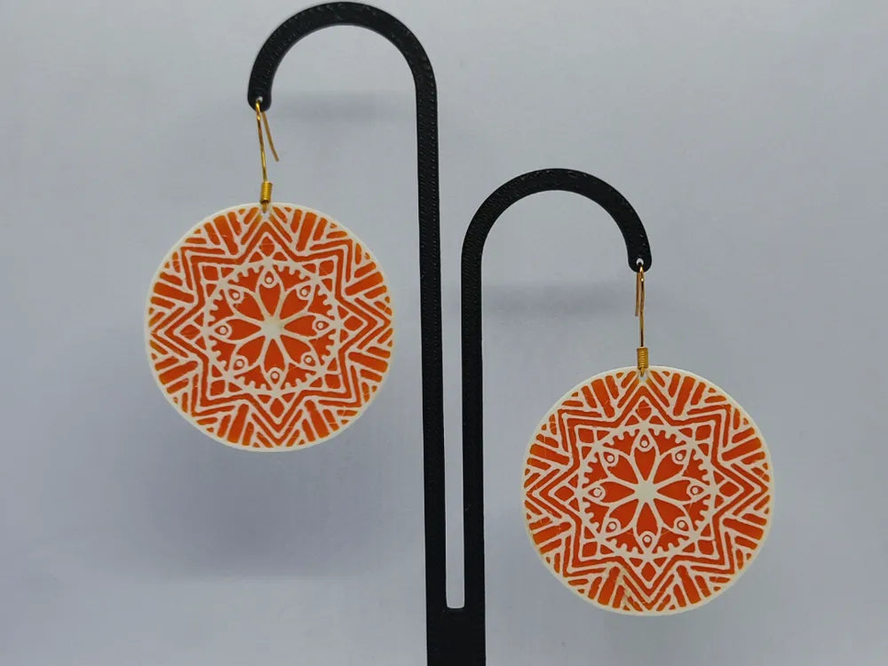 Mandala Light Earrings – 3D Printed Sacred Geometry Boho Jewellery by FOFUS, Thrissur Kerala