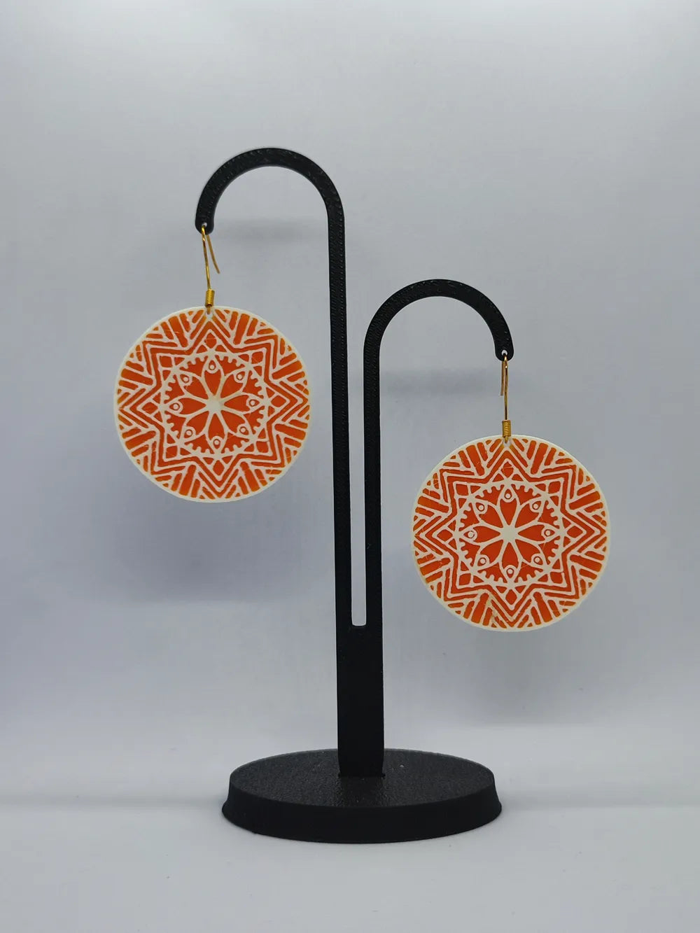 Mandala Light Earrings angle – 3D Printed Sacred Geometry Jewellery by FOFUS Kerala