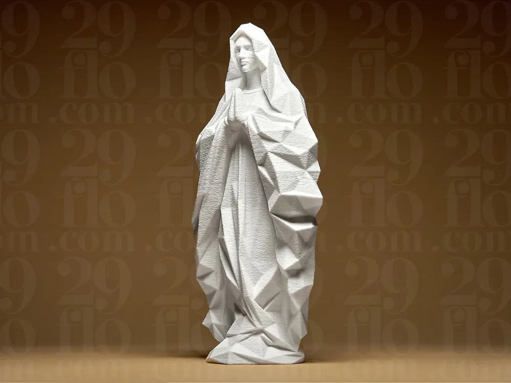 Geometric Low Poly Our Lady detail – 3D Printed Modern Marian Art by 3D Divine FOFUS Kerala
