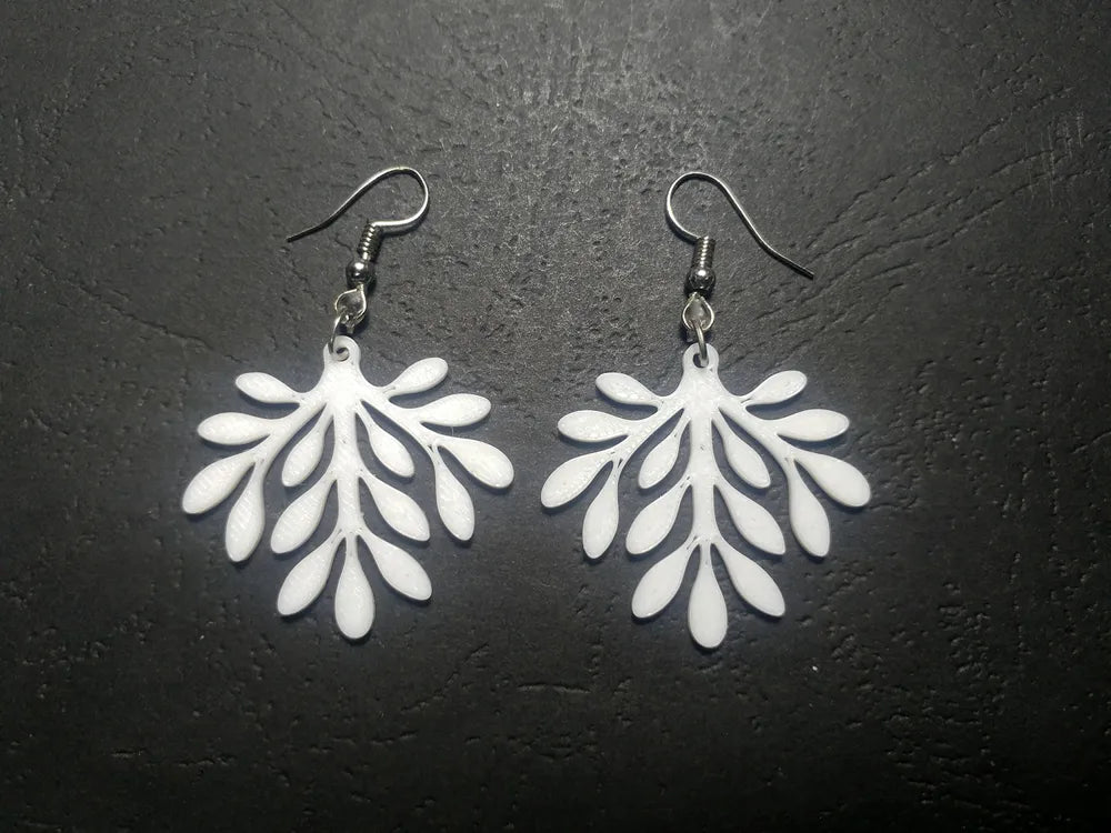 Willow Bloom Earrings angle – 3D Printed Floral Spring Jewellery by FOFUS Kerala