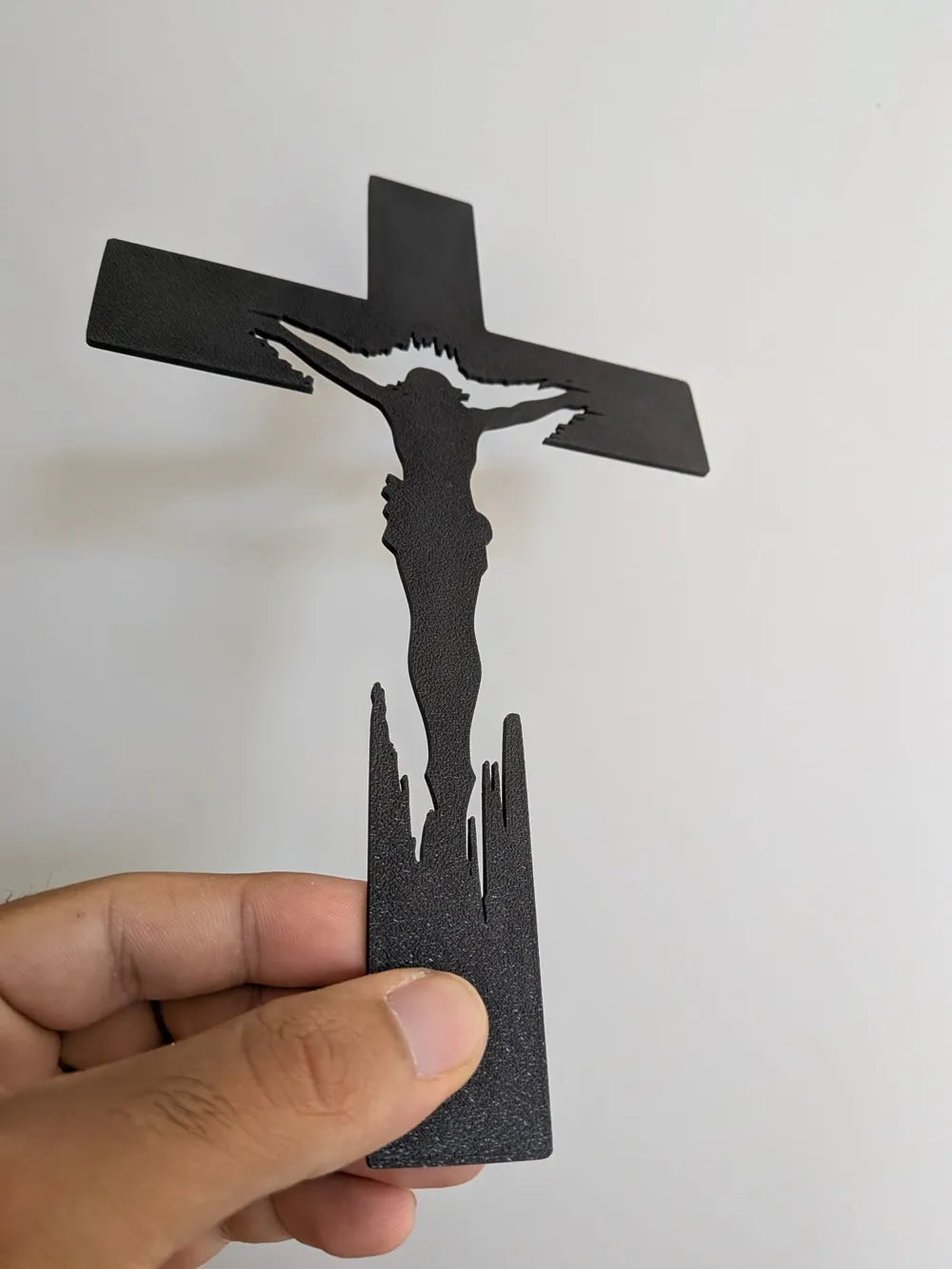 Jesus Cross Wall Art angle – 3D Printed Christian Faith Cross Layered Sculpture by FOFUS Kerala