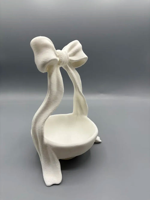 Coquette Bow Catchall Dish angle – 3D Printed Cute Bow Trinket Dish by FOFUS Kerala