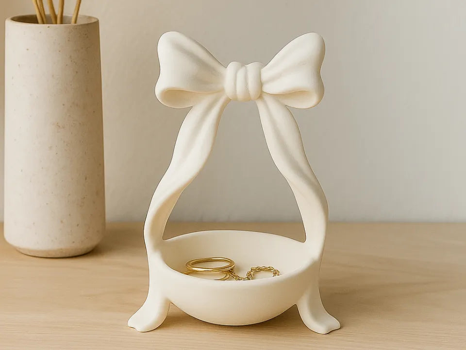 Coquette Bow Catchall Dish Cute Jewelry and Key Tray – 3D Printed Bow Trinket Dish by FOFUS, Thrissur Kerala