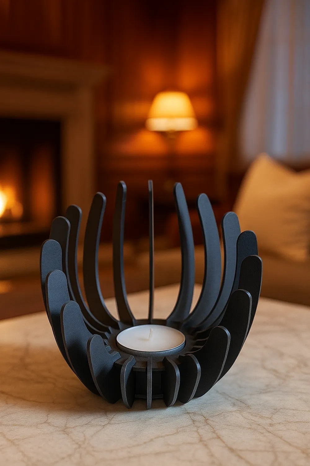 Lotus Flower Candle Holder angle – 3D Printed Lotus Shaped Tealight Holder by FOFUS Kerala