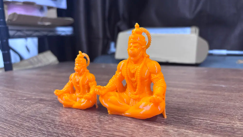 Hanuman guardian sculpture detail – hand post-processed PLA+ idol made to order at GNILABS LLP Kerala