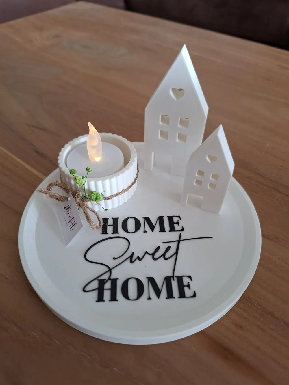 Plate Home Sweet Home angle – 3D Printed Decorative Wall Plate by FOFUS Kerala