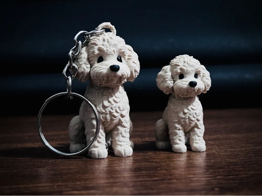 Miniature Poodle Figurine and Keychain – 3D Printed Cute Poodle Dog Collectible by FOFUS, Thrissur Kerala