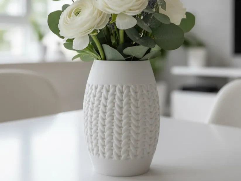 Knit Tall Vase – 3D Printed Textured Interior Design Vase by FOFUS, Thrissur Kerala