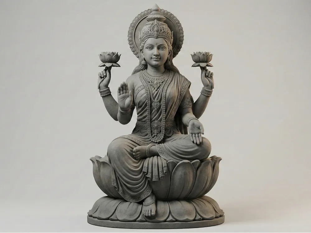 Hindu Goddess Mahalakshmi Statue – 3D Printed Wealth and Prosperity Idol by 3D Divine | FOFUS, Thrissur Kerala