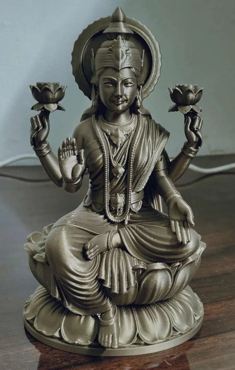 Maa Lakshmi Mahalakshmi Statue angle – 3D Printed Diwali Goddess Idol by FOFUS Kerala
