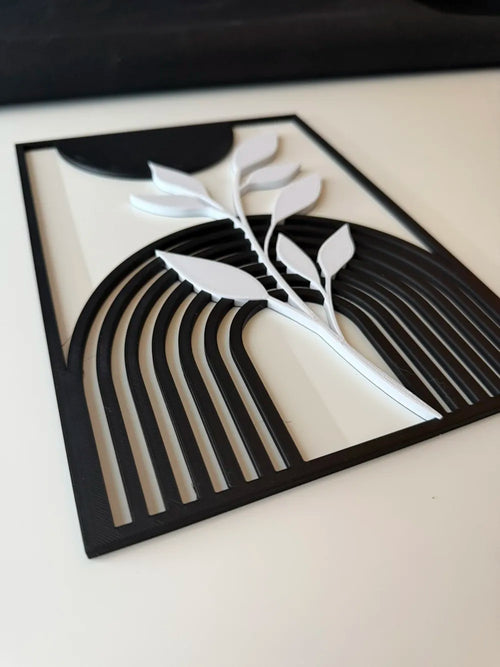 Boho Style Modern Flower Wall Art angle – 3D Printed Bohemian Floral Sculpture by FOFUS Kerala