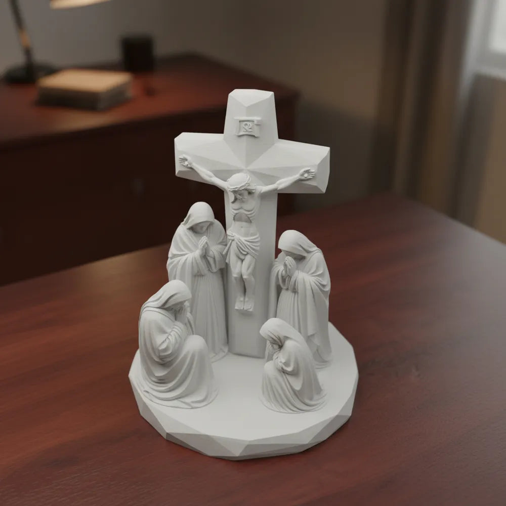Crucifixion Jesus Sculpture side – 3D Printed Sacred Christian Idol by FOFUS Kerala