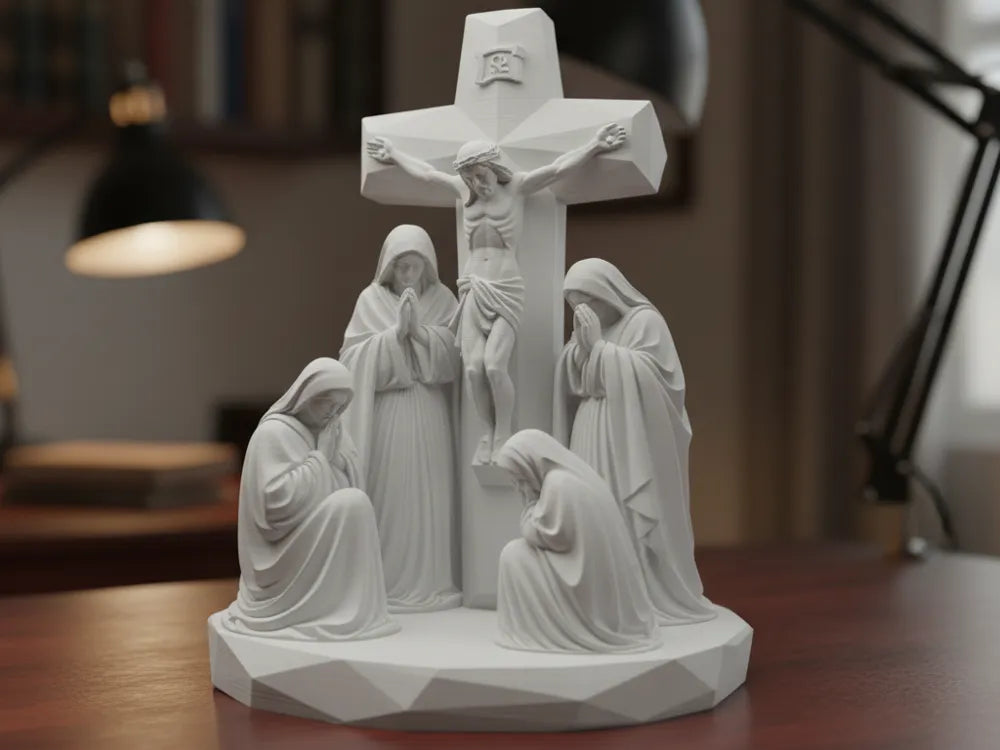 Jesus Christ Crucifixion Sculpture – 3D Printed Sacrifice and Redemption Christian Art | FOFUS, Thrissur Kerala
