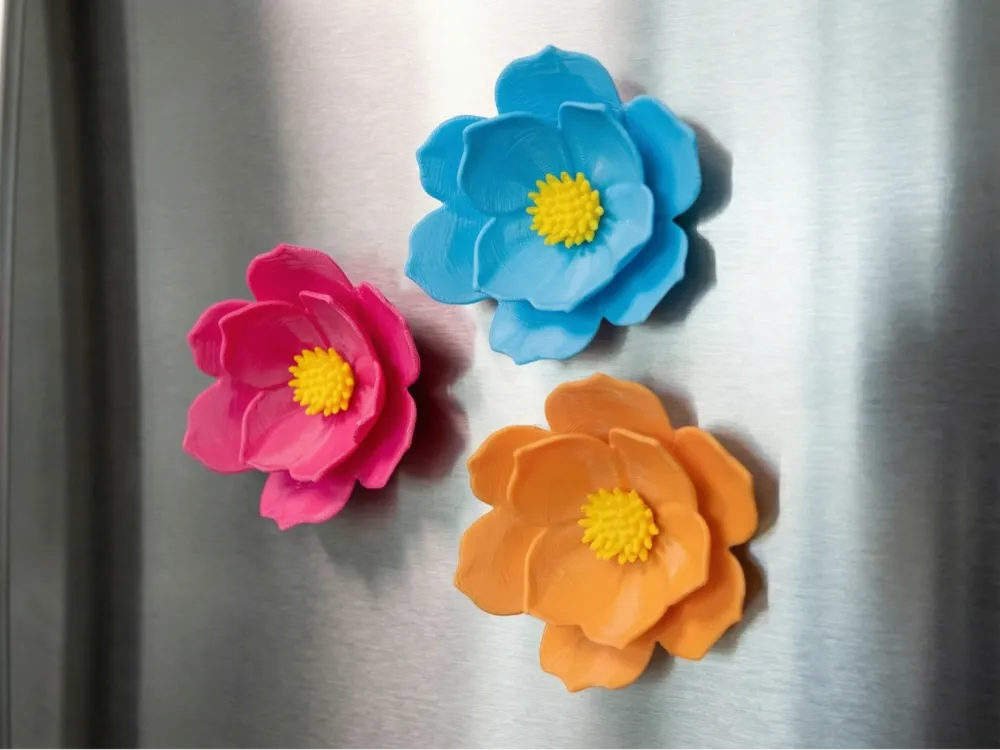 Multi-Part Flower Fridge Magnet – 3D Printed Decorative Floral Kitchen Magnet by FOFUS, Thrissur Kerala