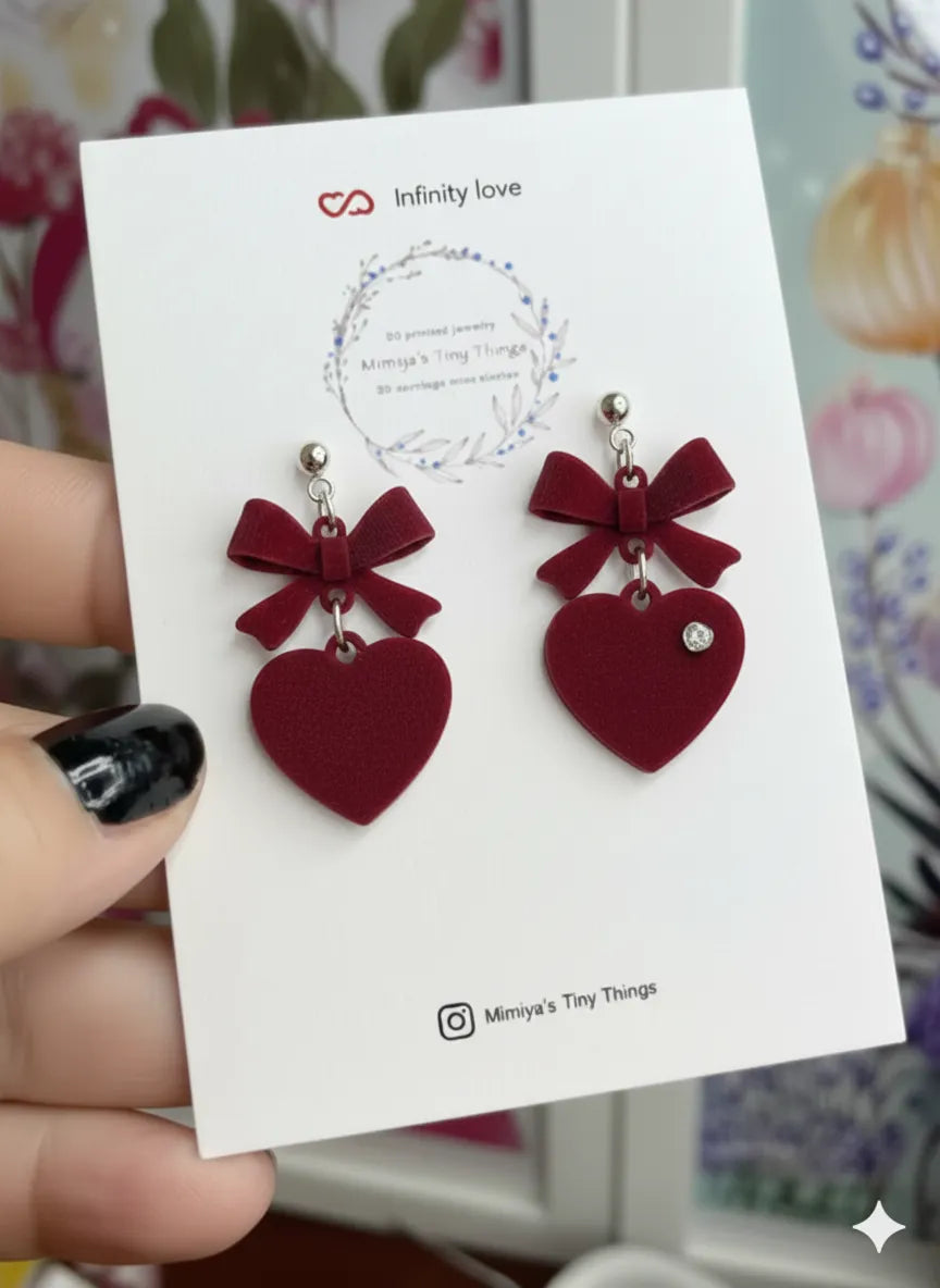 Tied Love Knot Earrings angle – 3D Printed Symbolic Romantic Jewellery by FOFUS Kerala