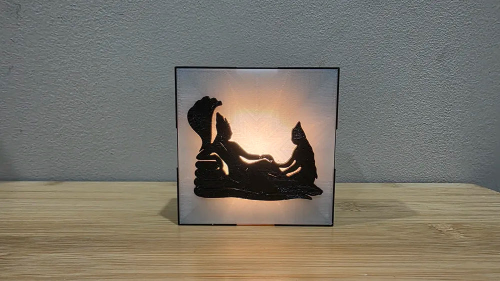 Hindu Deities Tile Lamp glowing view – 3D Printed Sacred Lighting by 3D Divine FOFUS Kerala
