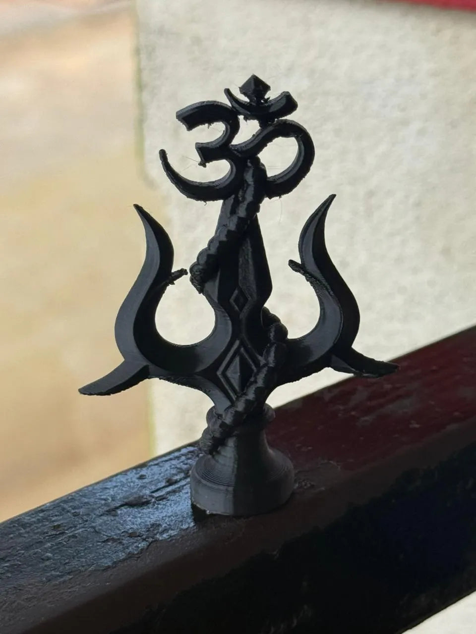 Trishul Shiva decorative stand side view – premium PLA+ sacred decor, made to order at GNILABS LLP Thrissur