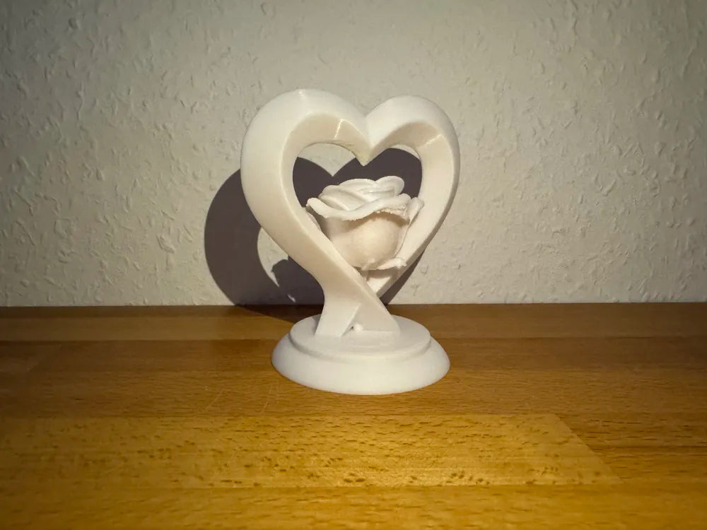 Heart with Rose Sculpture detail – 3D Printed Romantic Rose Heart Gift Decor by FOFUS Kerala