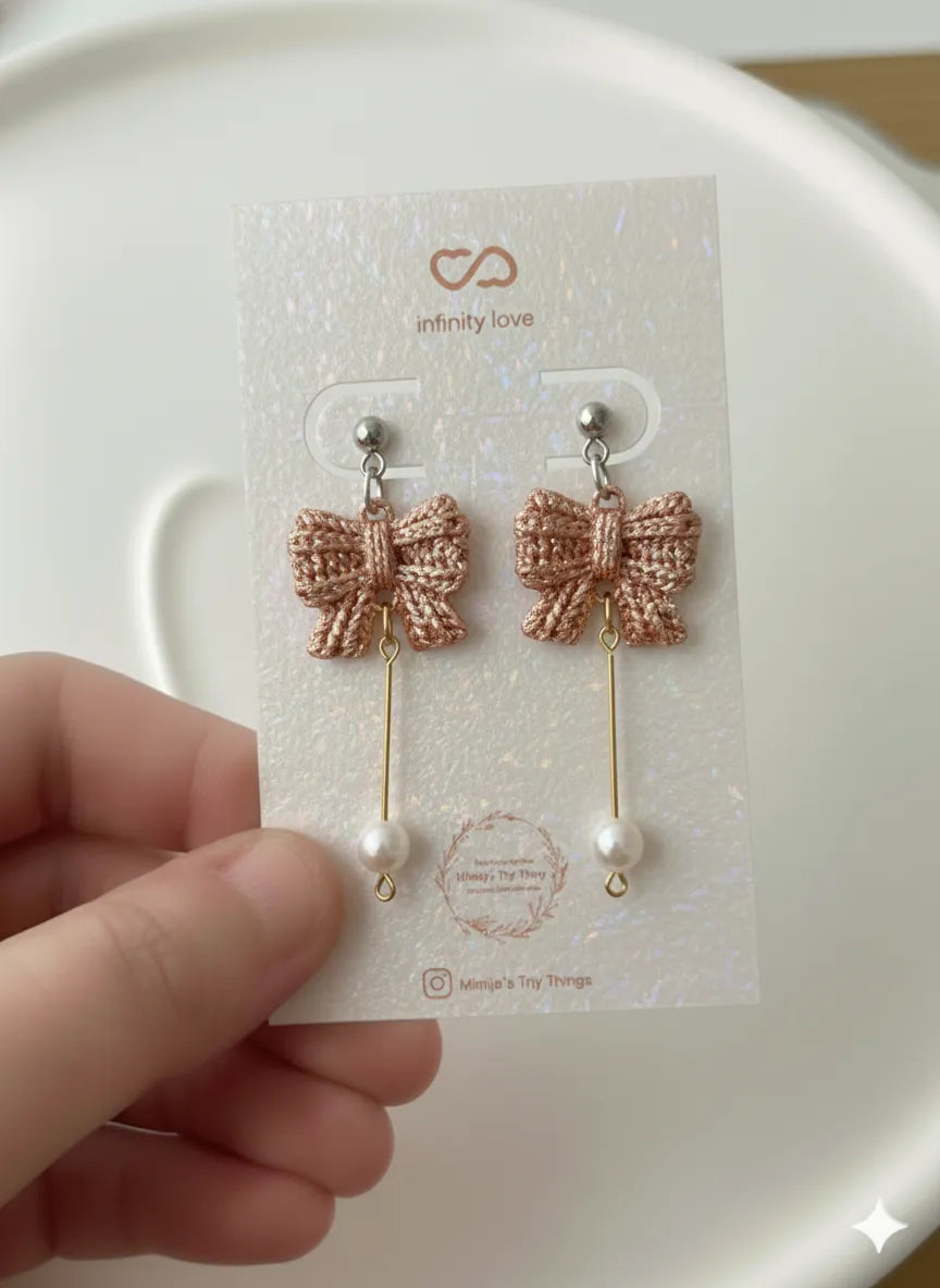 Pearl Bow Earrings detail – 3D Printed Elegant Jewellery by FOFUS Kerala