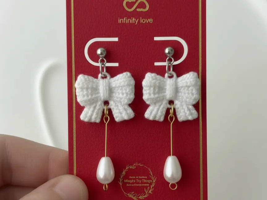 Pearl Bow Earrings – 3D Printed Feminine Elegant Jewellery by FOFUS, Thrissur Kerala
