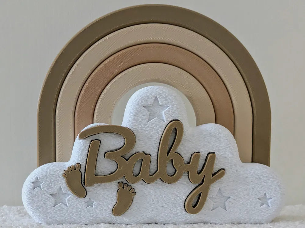 Baby Rainbow Cloud Deco angle – 3D Printed Nursery Gift by FOFUS Kerala