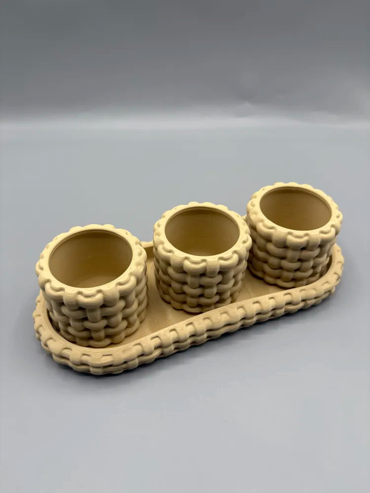 Woven Tea Light Set angle – 3D Printed Cozy Candle Decor by FOFUS Kerala