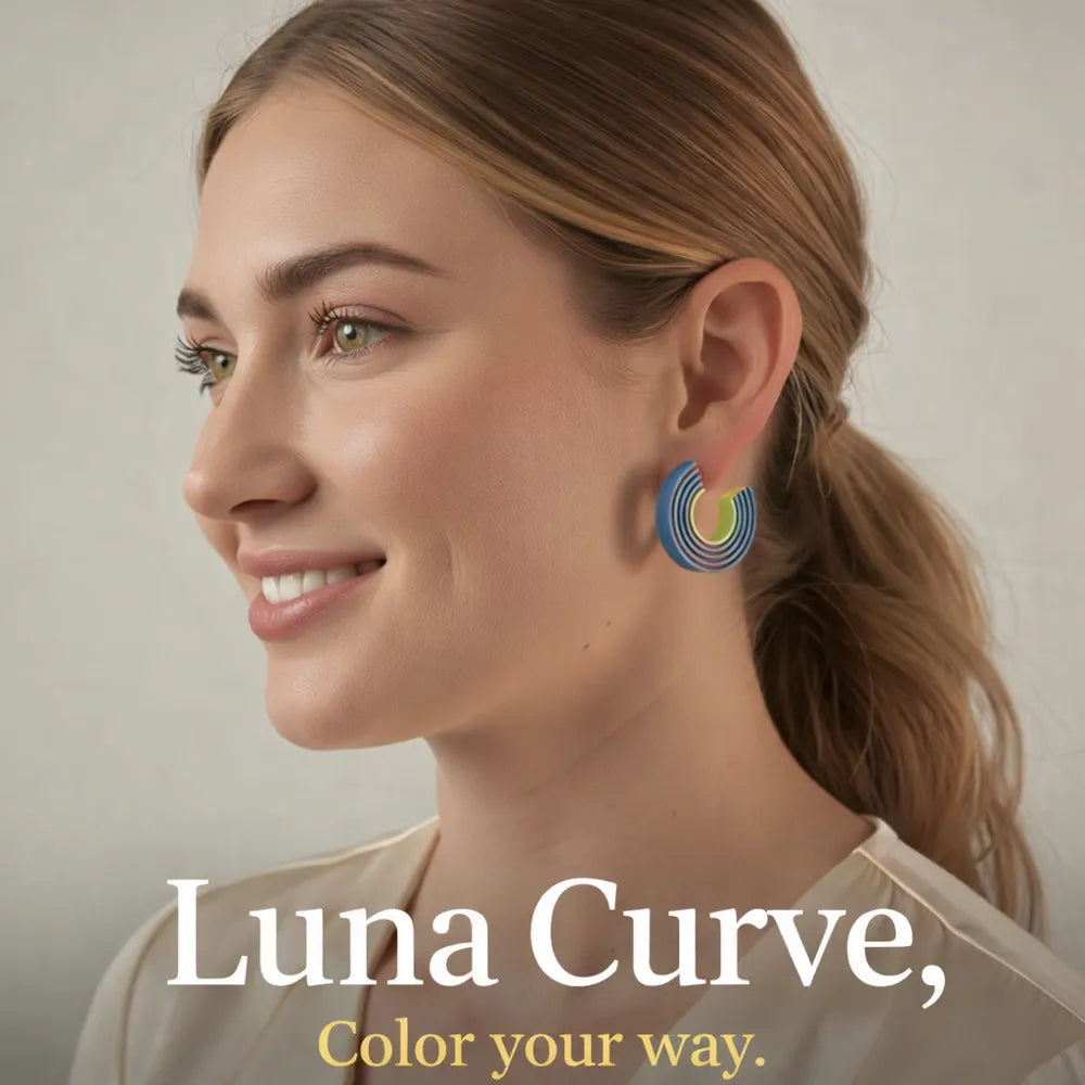 Luna Curve Colour Earrings angle – 3D Printed Colourful Moon Jewellery by FOFUS Kerala
