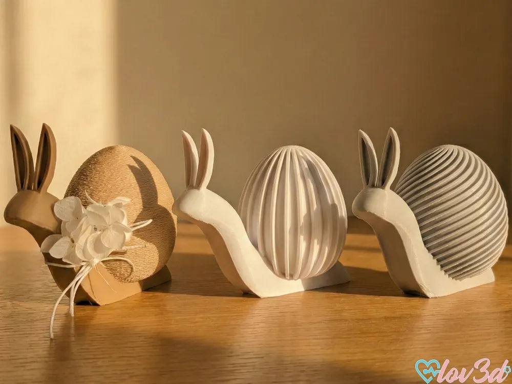 Easter Bunny Snails 3 Texture Editions – 3D Printed Whimsical Figurines by FOFUS, Thrissur Kerala