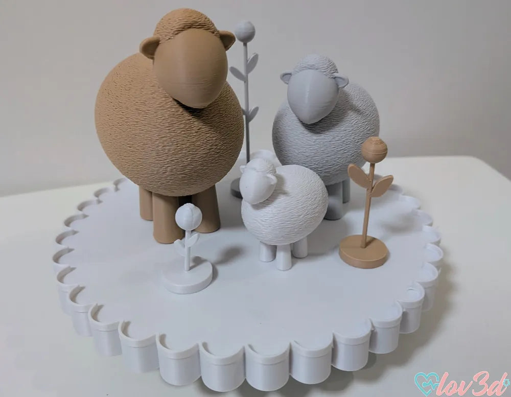 Sheep Family Fuzzy Skin Set angle – 3D Printed Cute Figurines by FOFUS Kerala