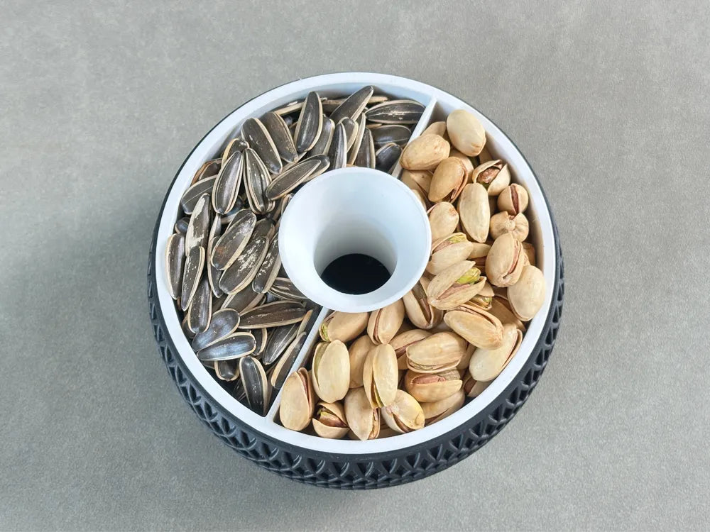 Divided Pistachio and Nut Bowl Shell Separator angle – 3D Printed Snack Serving Bowl by FOFUS Kerala