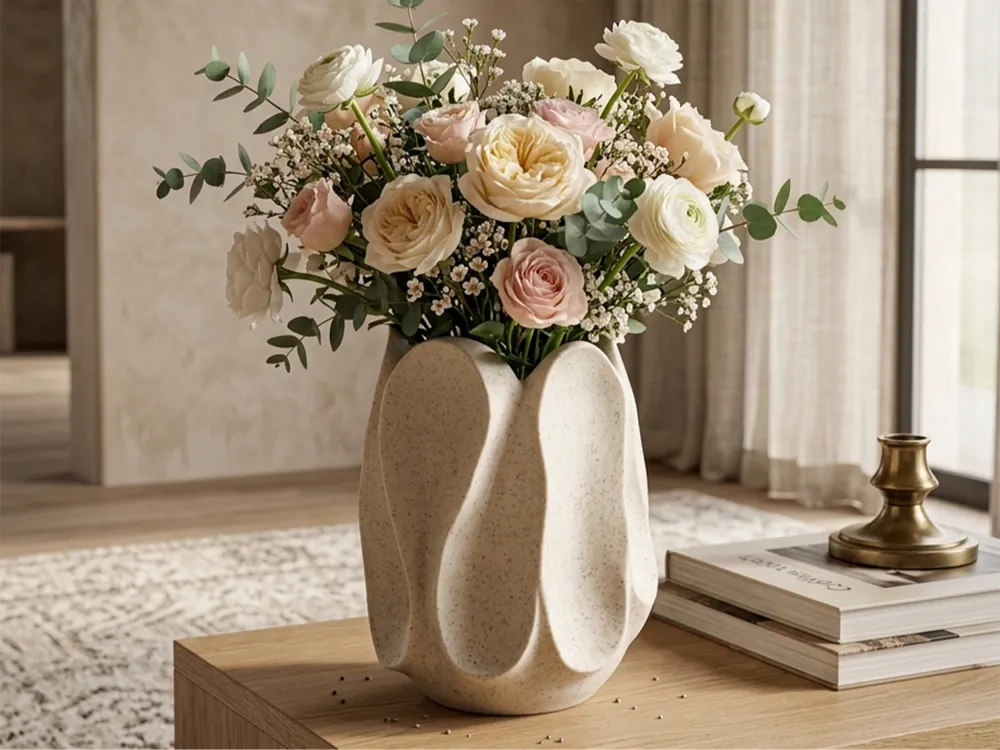 PebbleLoop Vase Organic Flower Vase – 3D Printed Sculptural Pebble-Form Vase by FOFUS, Thrissur Kerala