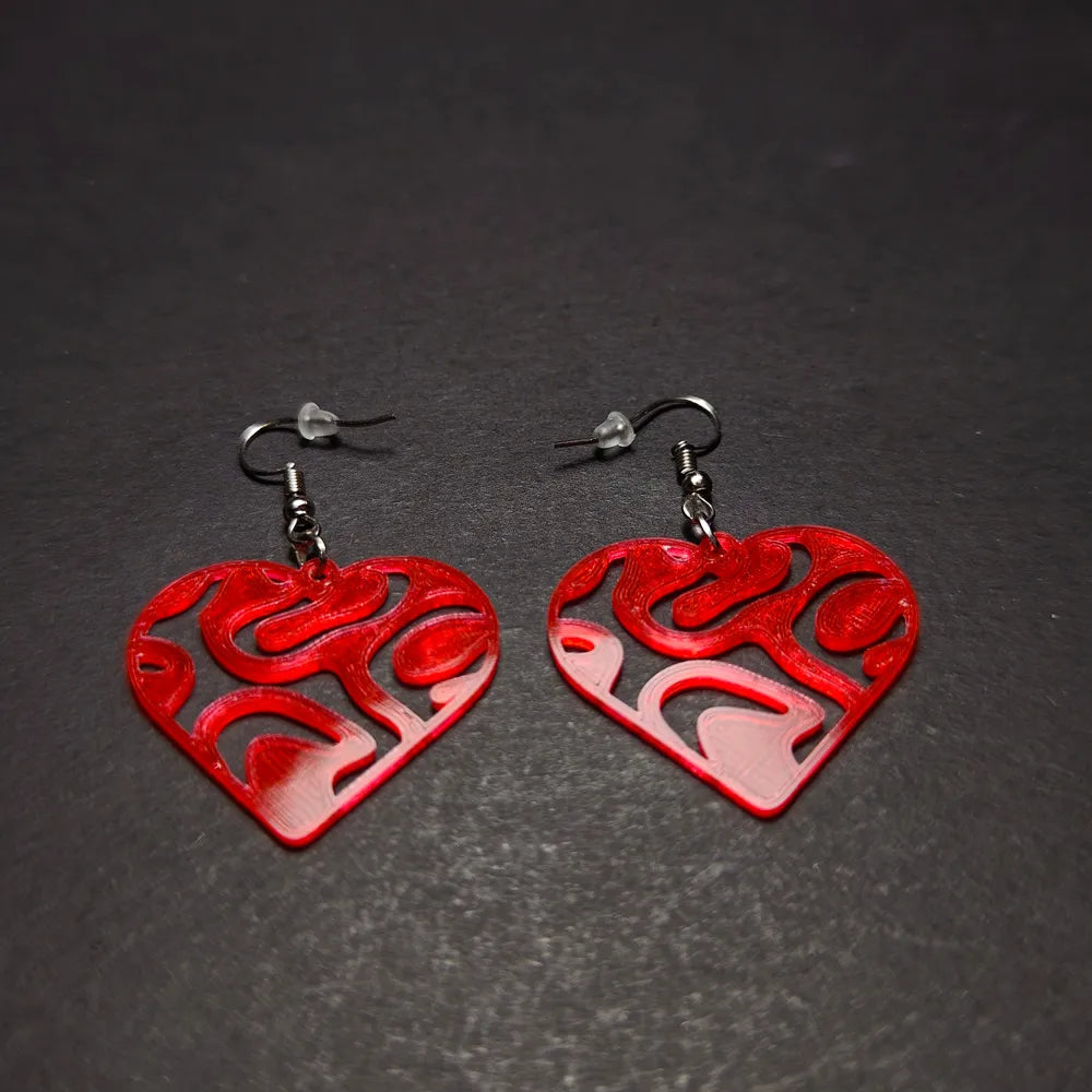 Heartstream Love Earrings – 3D Printed Fluid Heart Jewellery by FOFUS, Thrissur Kerala