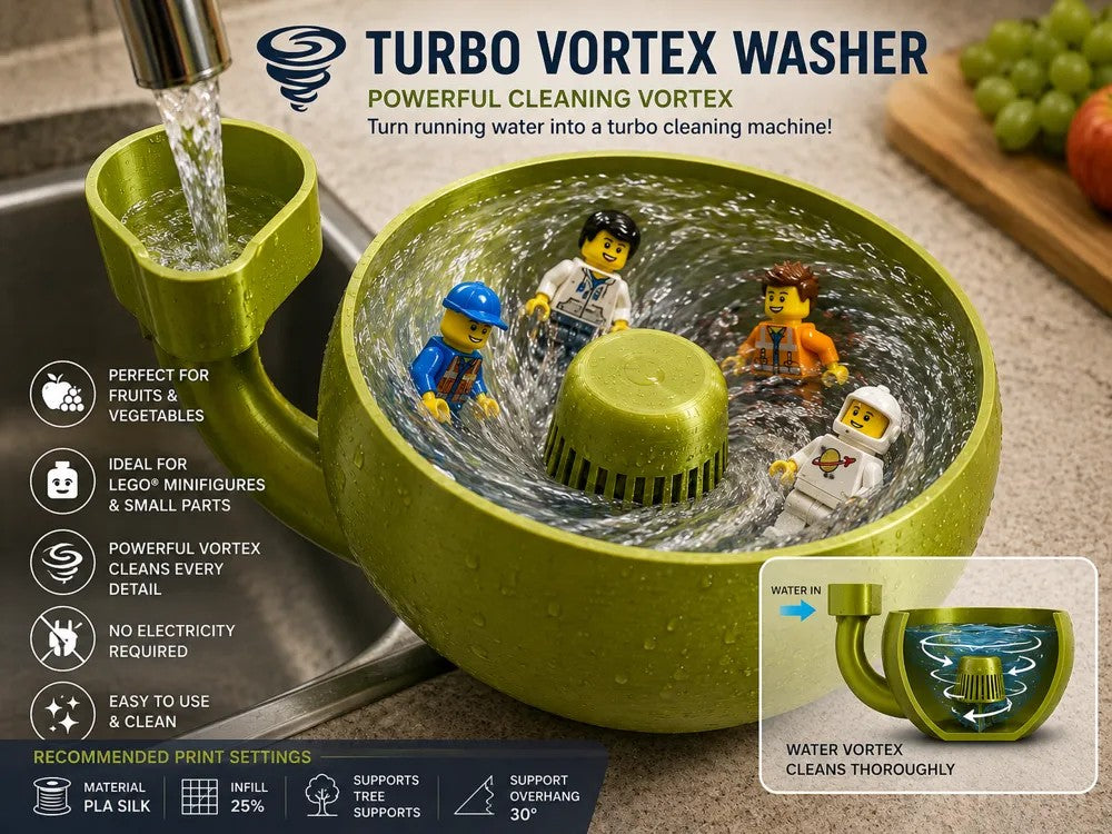 Snail-Shaped Turbo Vortex Fruit & Vegetable Washer