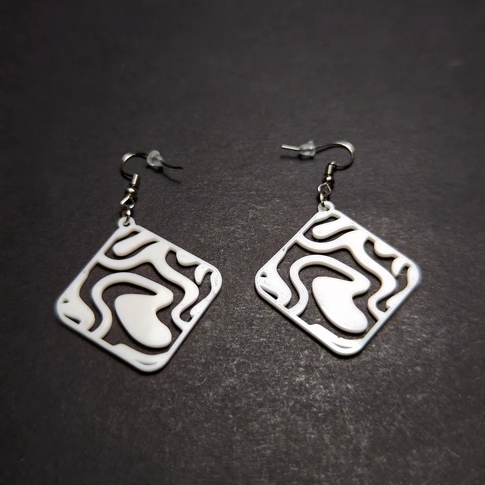 Flowcore Essence Earrings angle – 3D Printed Fluid Statement Jewellery by FOFUS Kerala
