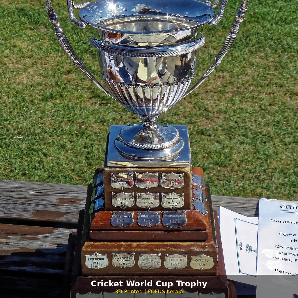 3D Printed Cricket World Cup Trophy Replica - Golden miniature by FOFUS Kerala