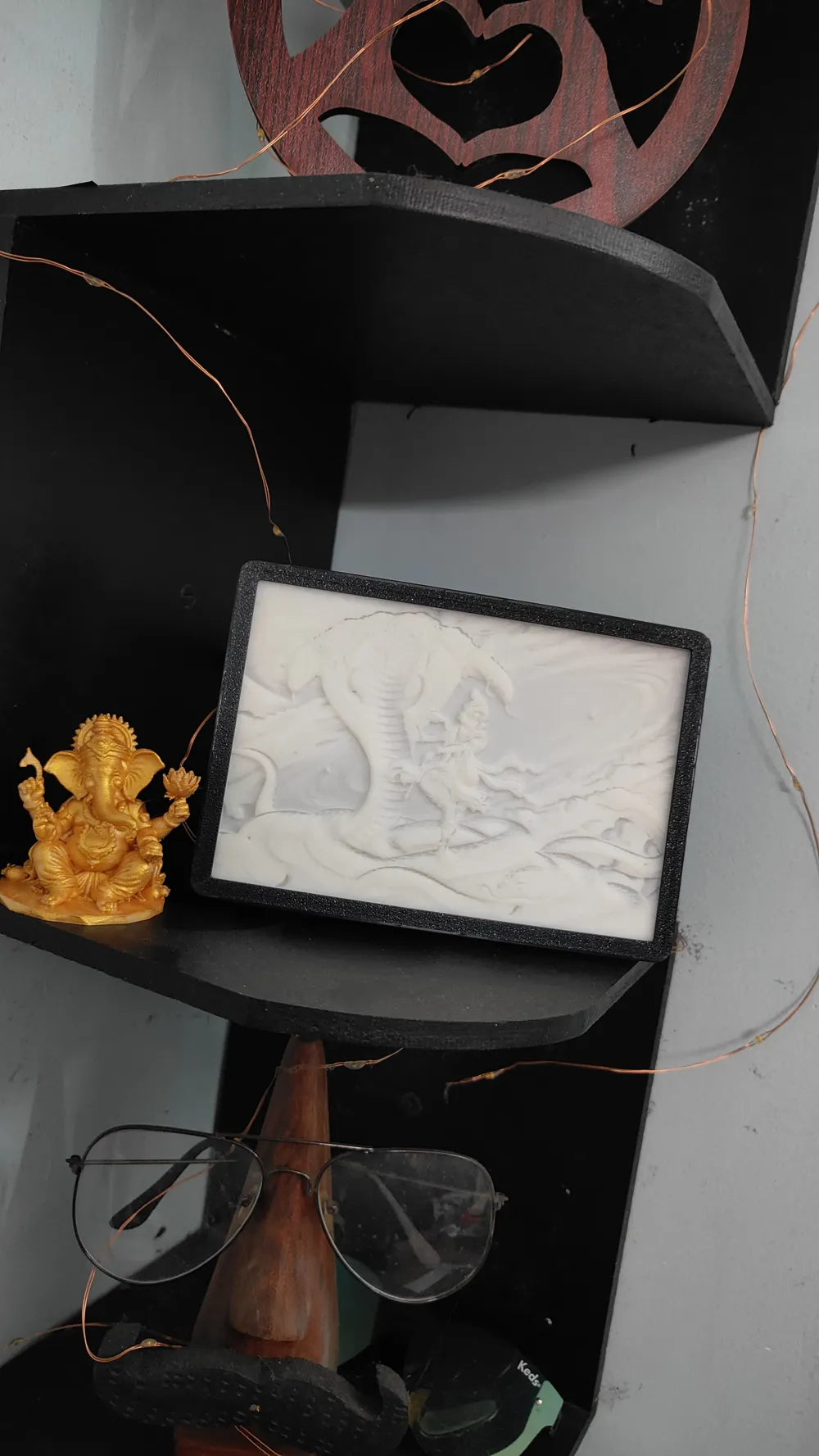 Lord Krishna Lithophane side detail – Premium 3D Printed Light Panel by 3D Divine FOFUS Kerala
